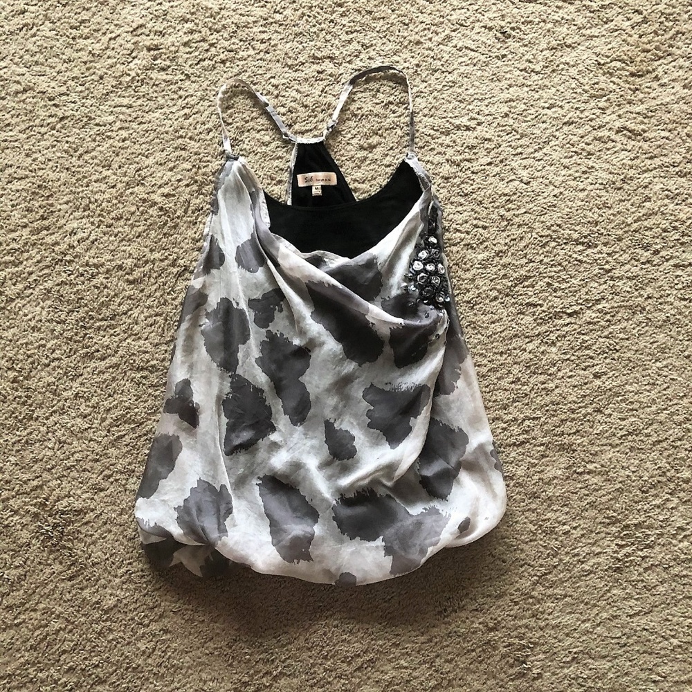 Silk Gray and Black Racerback Top